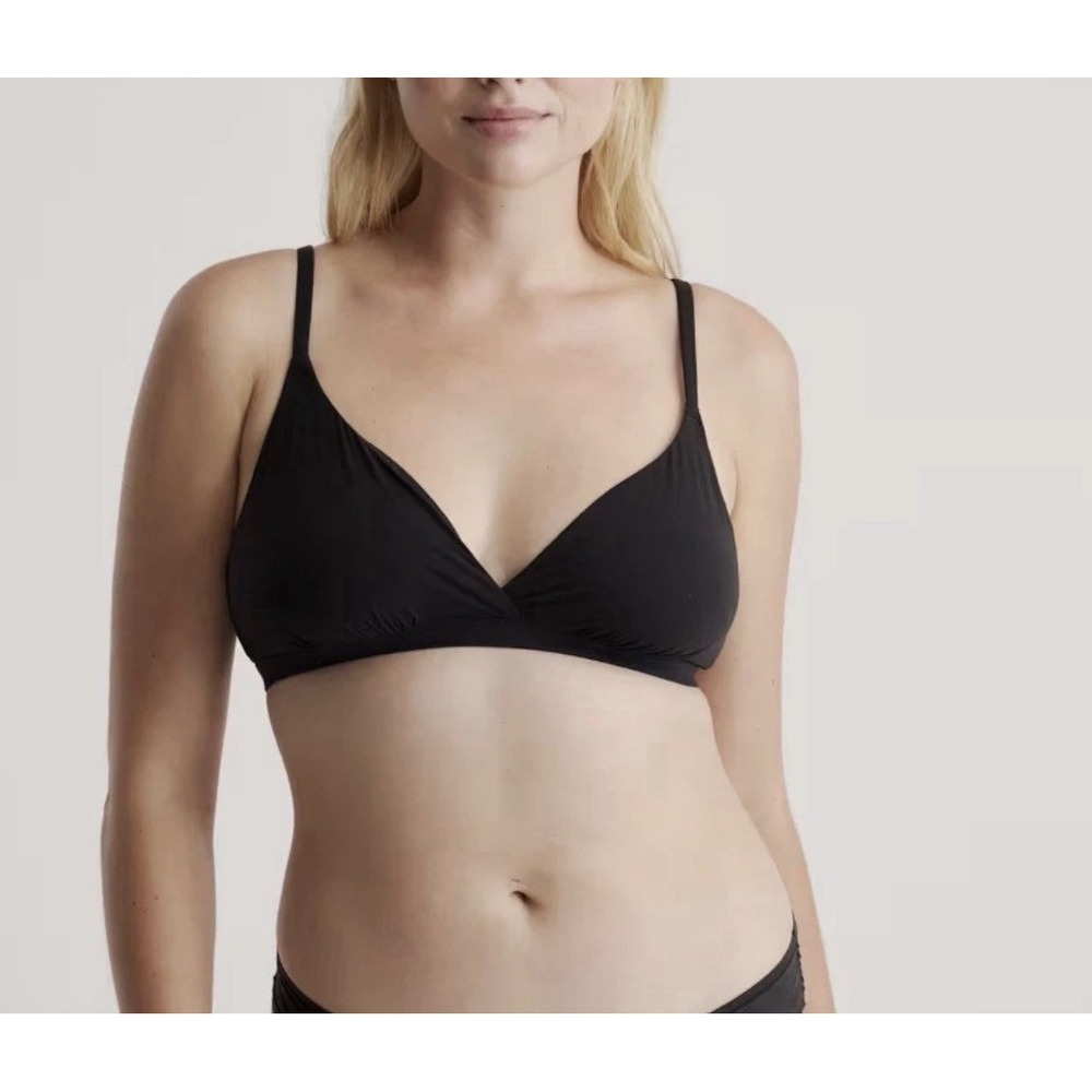 Quince Second Skin Crossover Bralette 2 Pack Black Womens Small NWOT Wireless